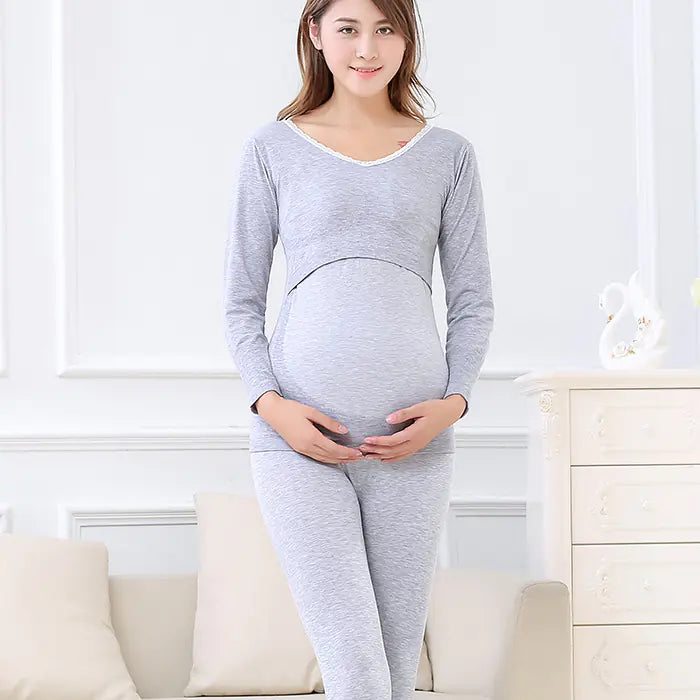 Maternity Fall Winter Warm Nursing Outfit Set