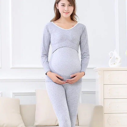 Maternity Fall Winter Warm Nursing Outfit Set
