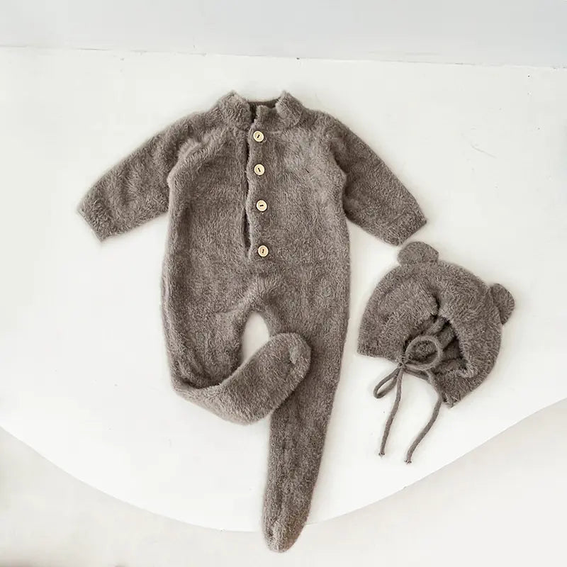 Warm Winter Baby Romper with Hat - Cute Jumpsuit Set